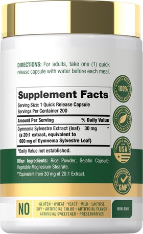Carlyle Gymnema Sylvestre Capsules détails de l'emballage