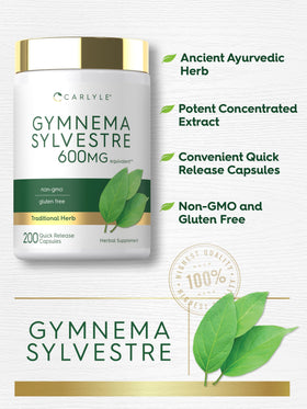 Carlyle Gymnema Sylvestre Capsules près d'un verre d'eau