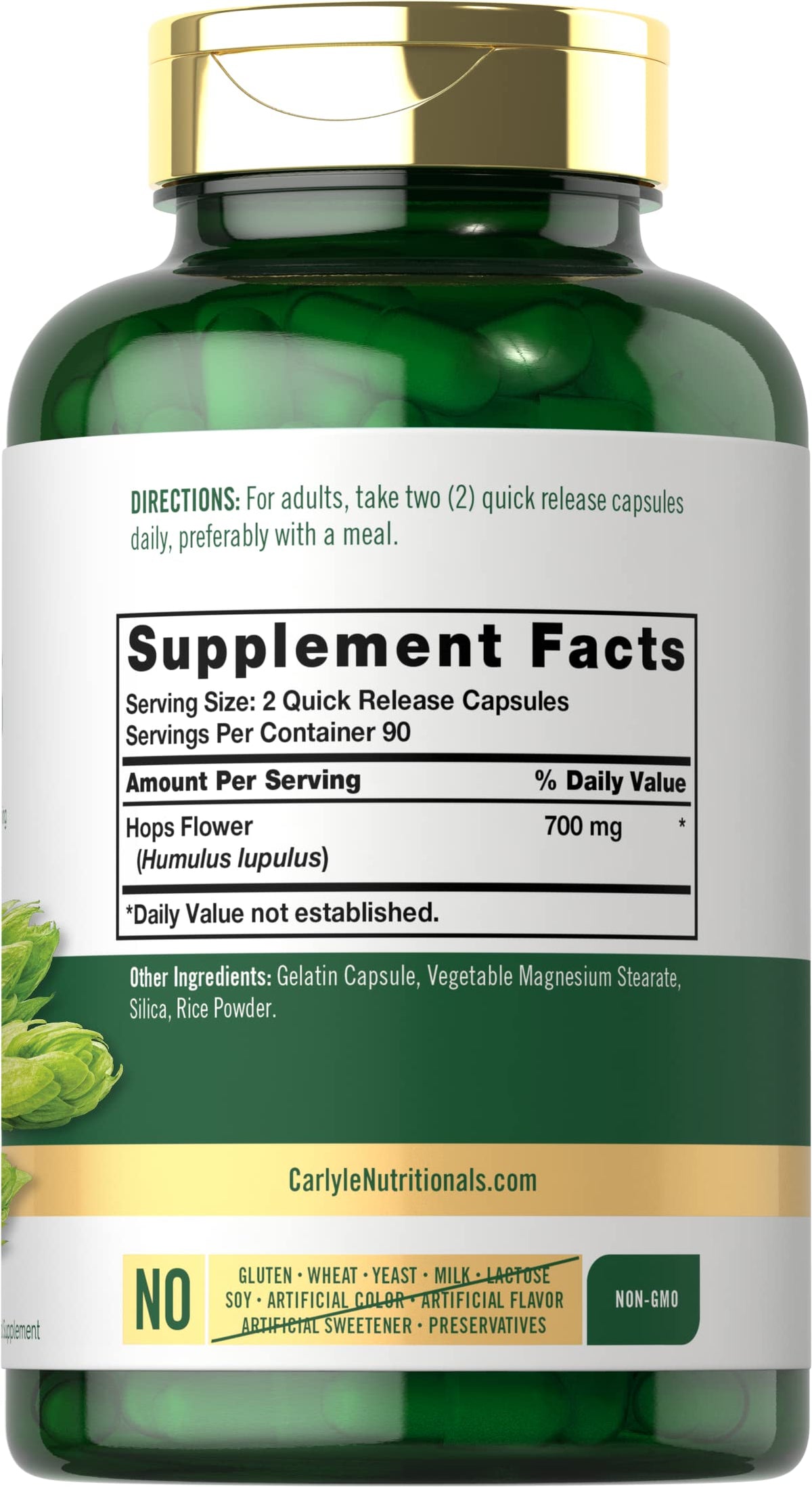 Carlyle Hops 700mg bottle side view