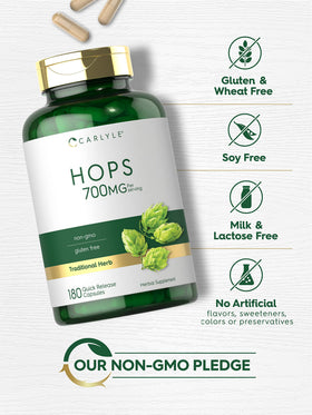 Carlyle Hops 700mg capsules with measuring spoon