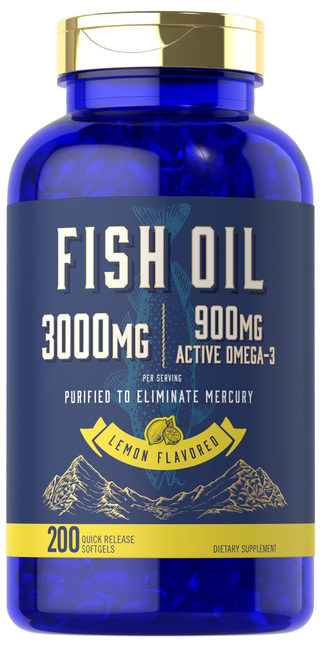 Carlyle Huile de Poisson 3000mg 200 gélules saveur citron vue avant