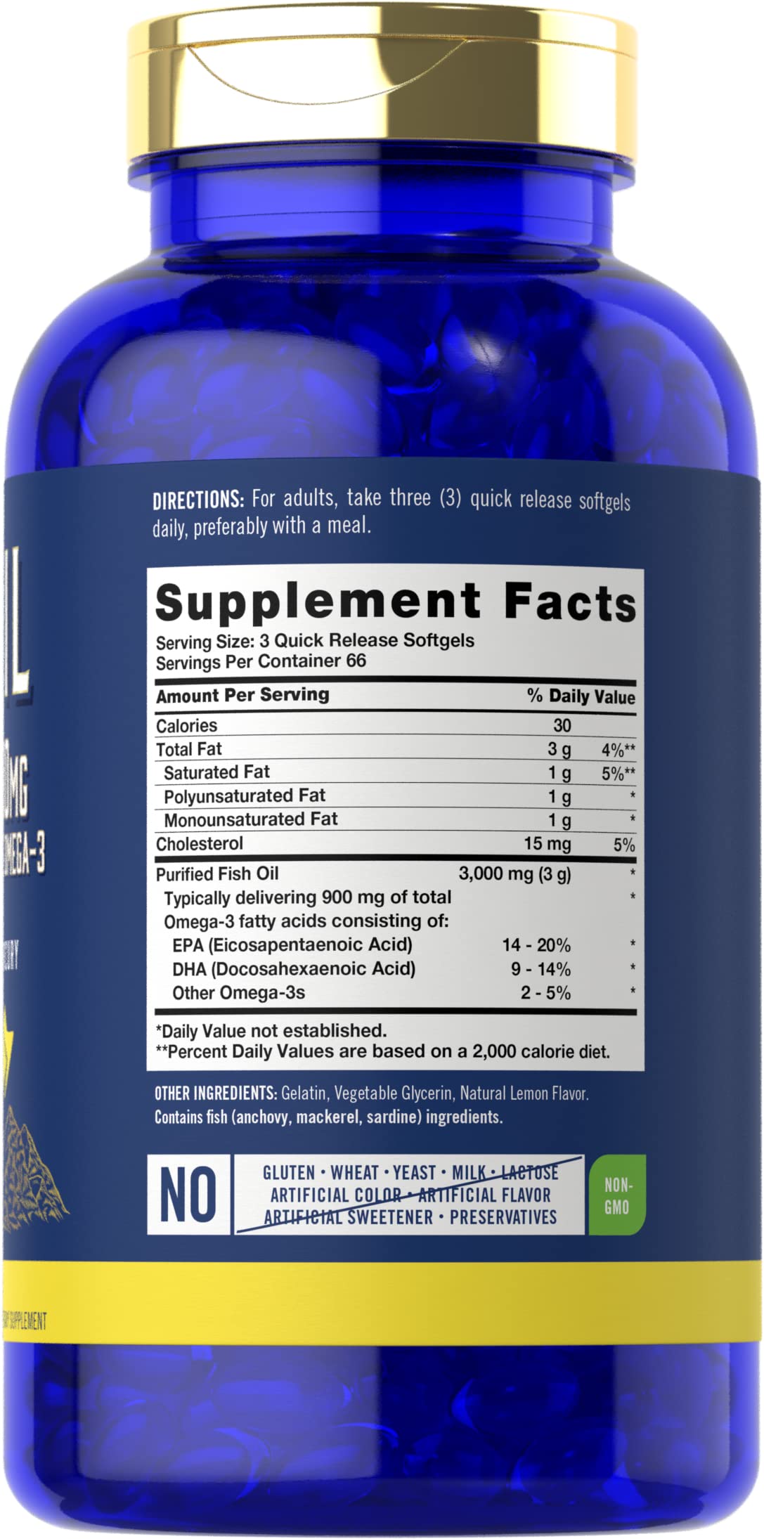 Carlyle Huile de Poisson 3000mg gélules saveur citron côté