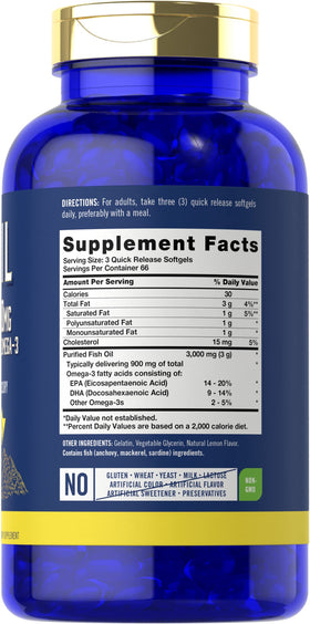 Carlyle Huile de Poisson 3000mg gélules saveur citron côté