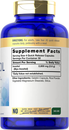 Carlyle Inositol 2600mg, capsules en gros plan