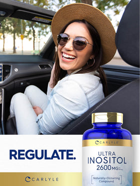 Carlyle Inositol 2600mg, flacon ouvert avec capsules
