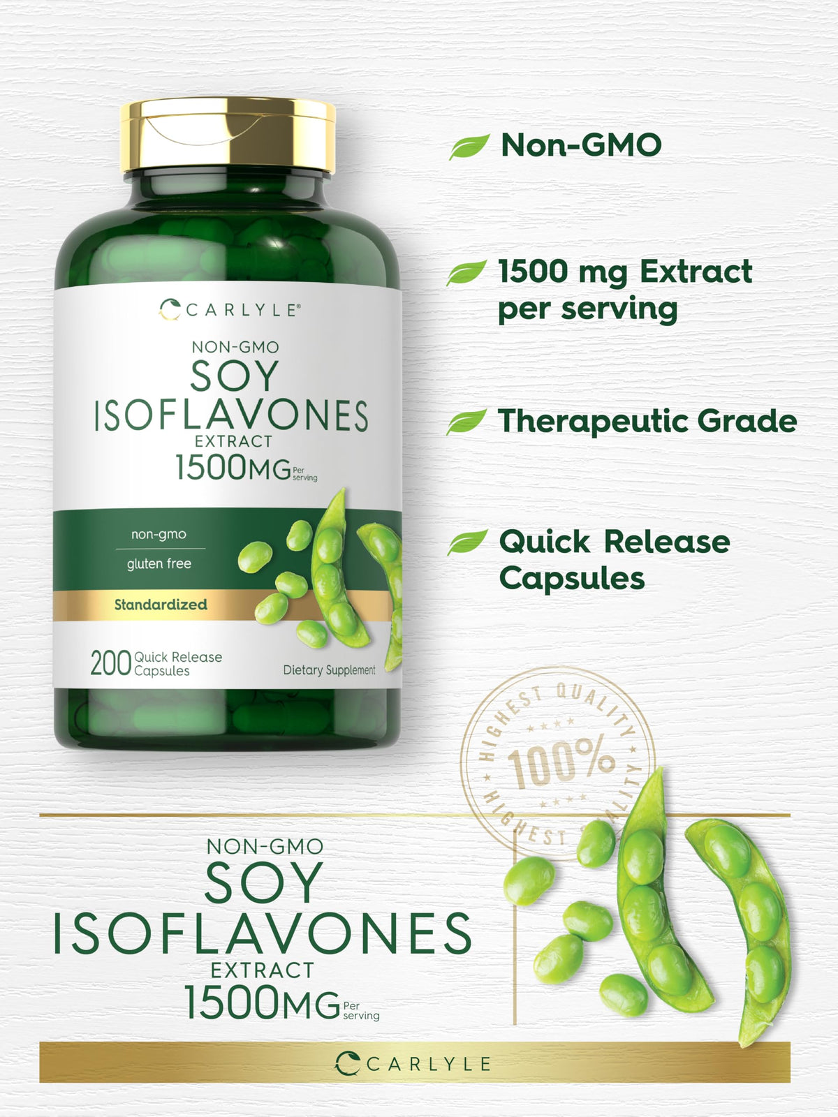 Carlyle Isoflavones de Soja 200 capsules ouverte
