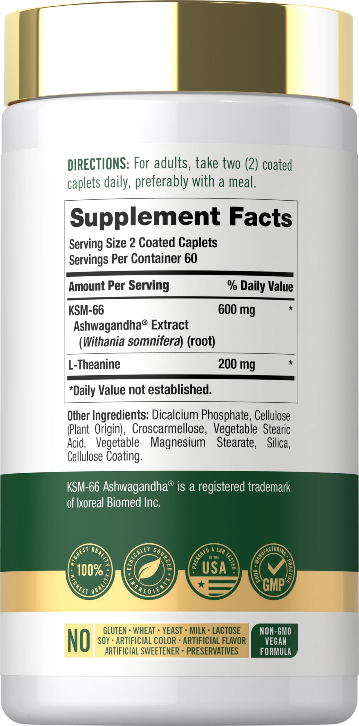 Carlyle KSM-66 Ashwagandha 600mg Extrait Vegan - vue arrière