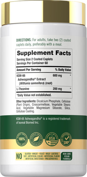 Carlyle KSM-66 Ashwagandha 600mg Extrait Vegan - vue arrière