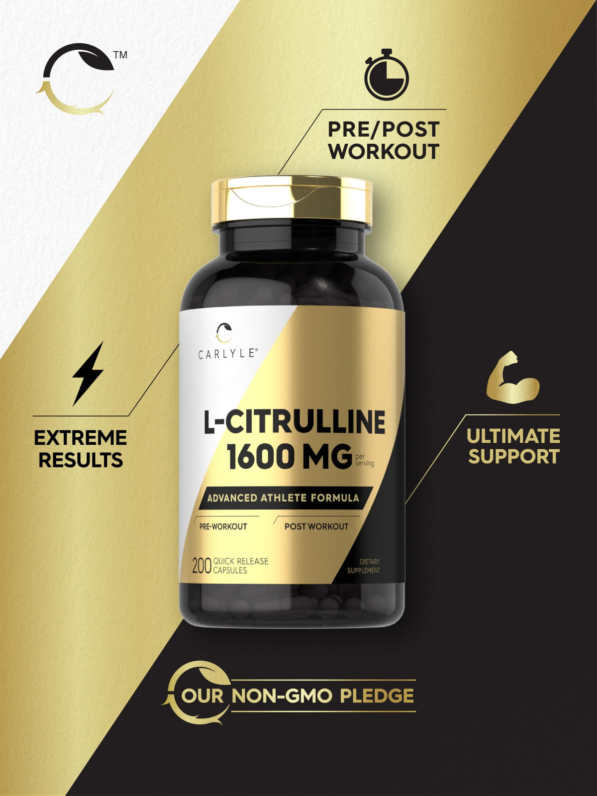 Carlyle L Citrulline 1600mg capsules sur fond neutre