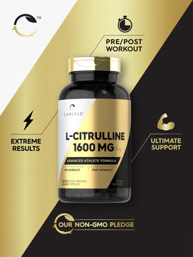 Carlyle L Citrulline 1600mg capsules sur fond neutre