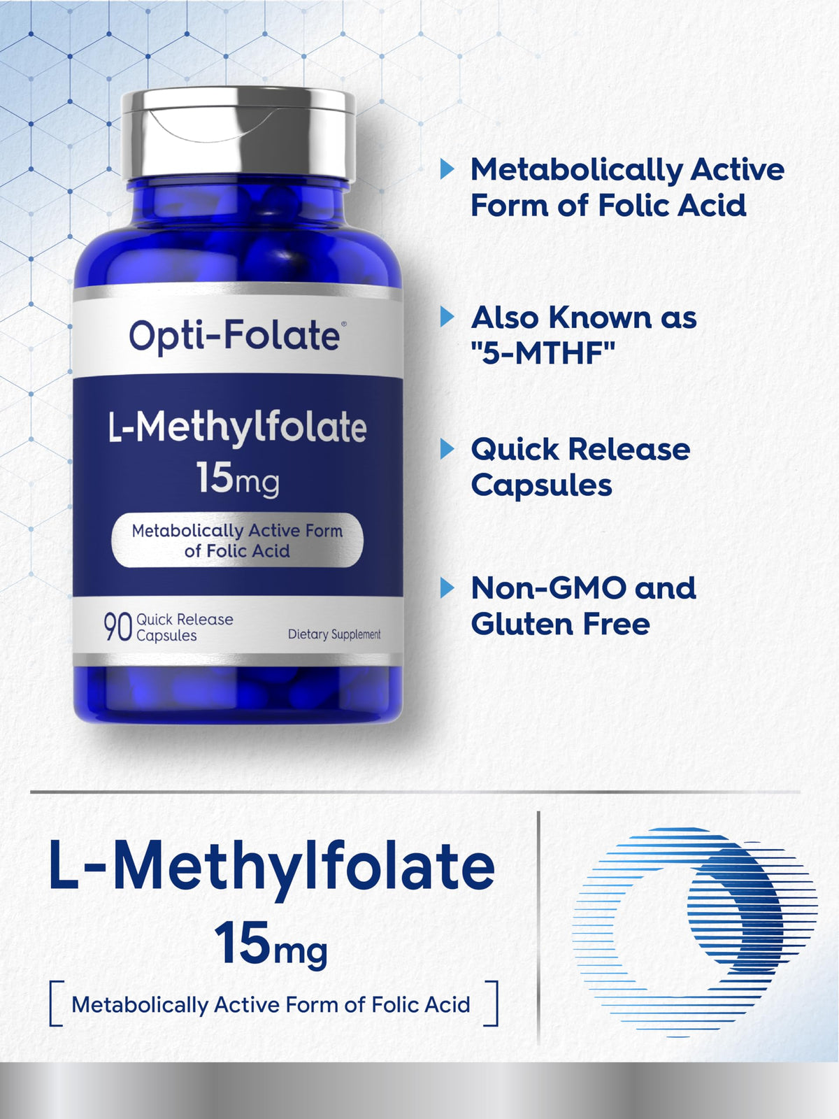 Carlyle L Methylfolate 15mg capsules avec flacon