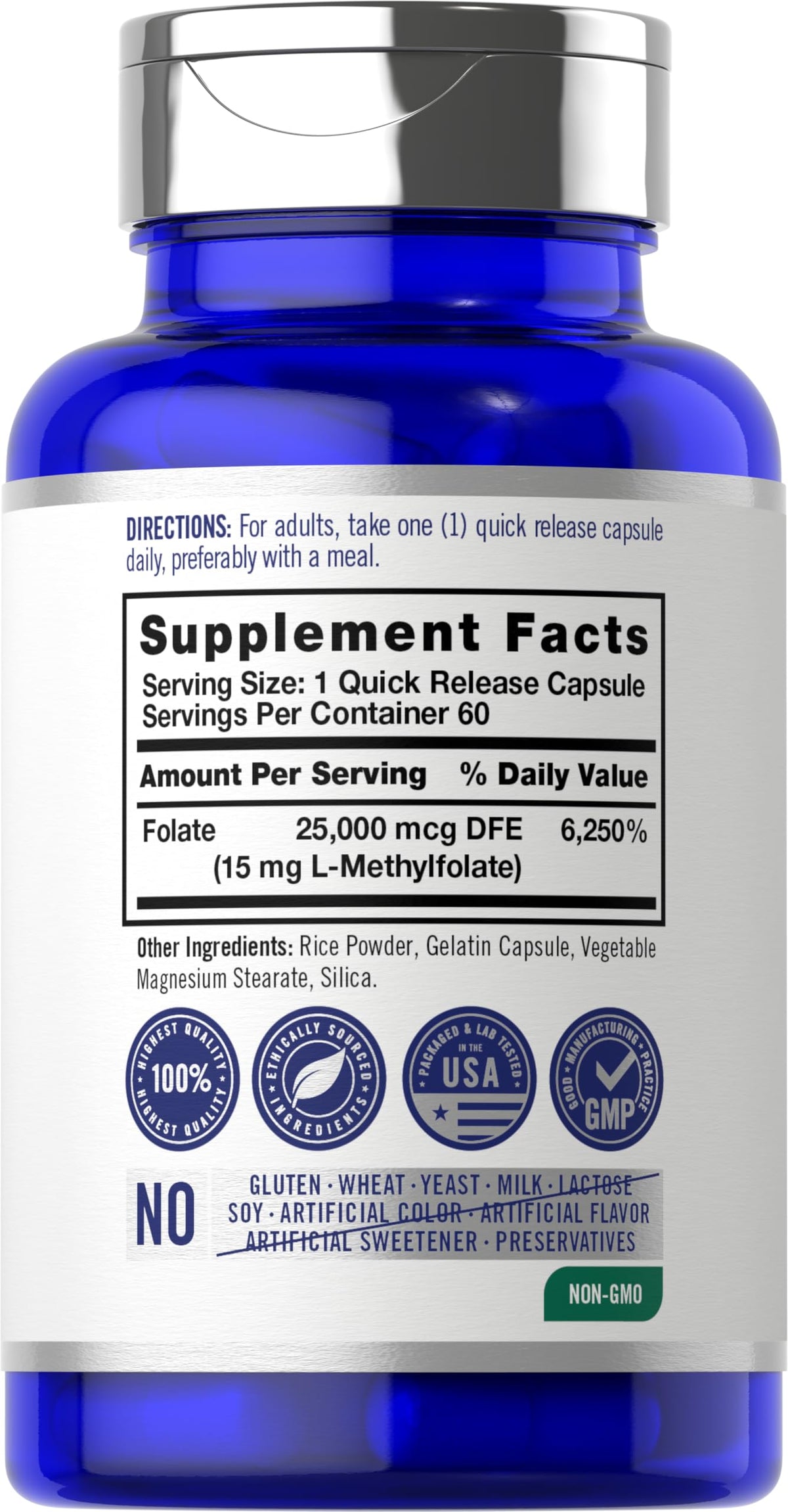 Carlyle L Methylfolate 15mg capsules bottle side view