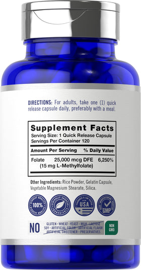 Carlyle L Methylfolate 15mg capsules sur fond blanc