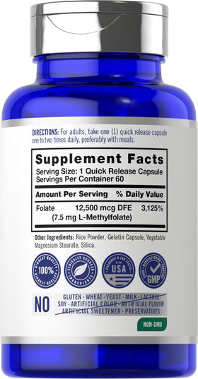 Carlyle L Methylfolate 7,5 mg 60 capsules vue arrière
