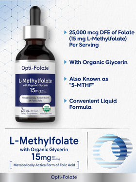 Carlyle L Methylfolate gouttes 15 mg sur fond naturel