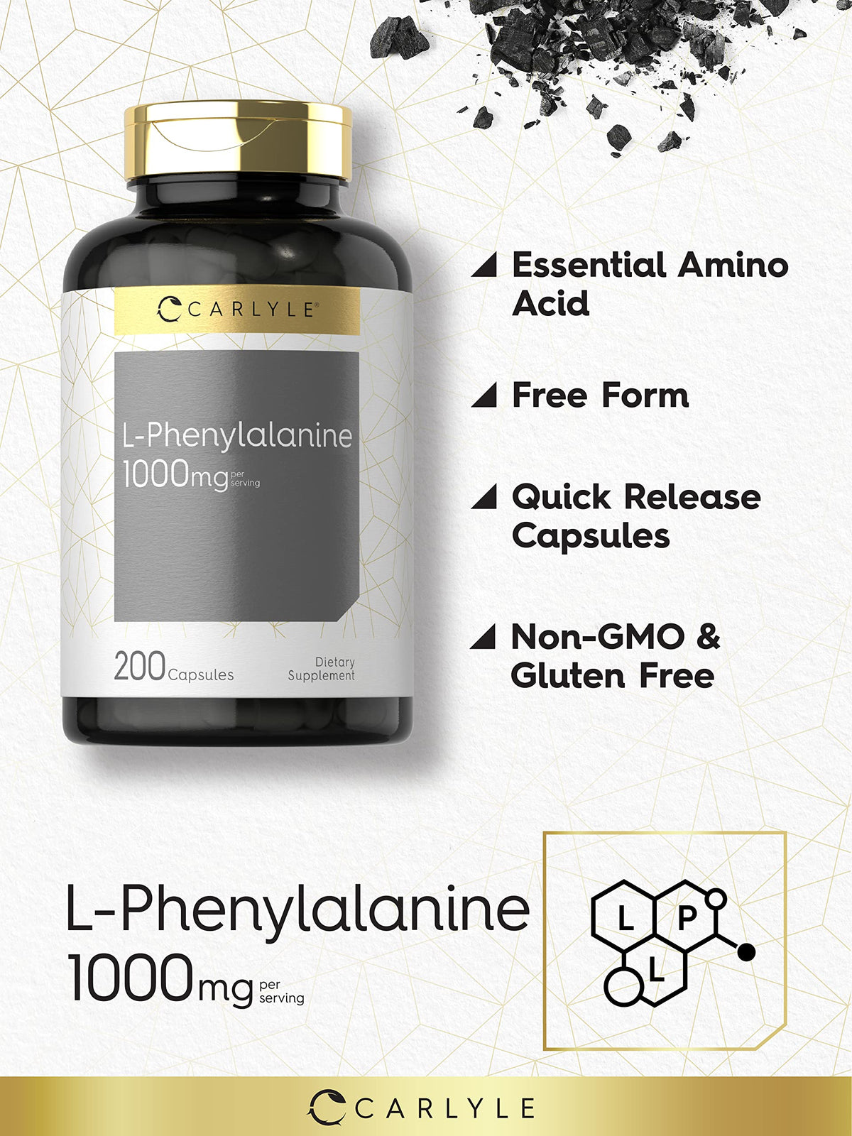 Carlyle L-Phénylalanine 1000 mg 200 capsules emballage