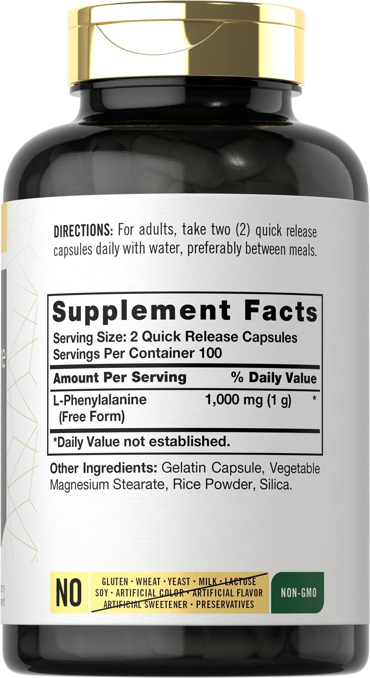 Carlyle L-Phénylalanine 1000 mg capsules côté