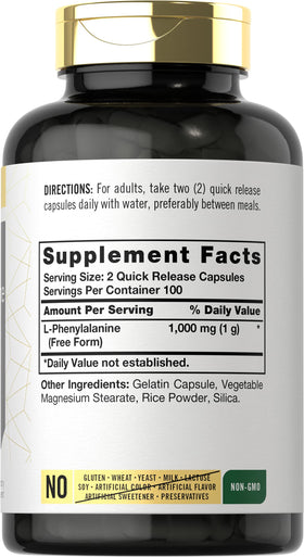Carlyle L-Phénylalanine 1000 mg capsules côté
