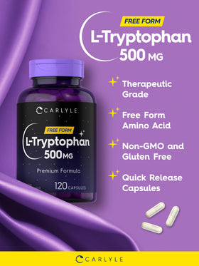 Carlyle L-Tryptophan 500mg 120 capsules ouvertes avec quelques capsules