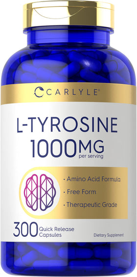 Carlyle L-Tyrosine 1000mg capsules 300 count front view