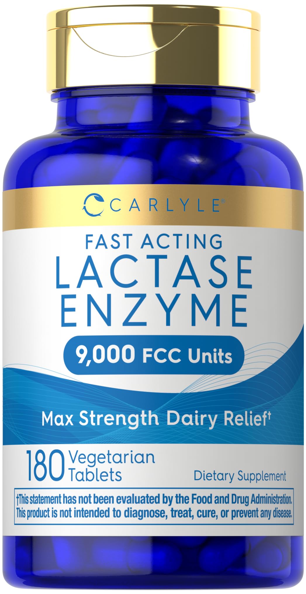 Carlyle Lactase Enzyme Tablets 9000 FCC 180 Pills front view