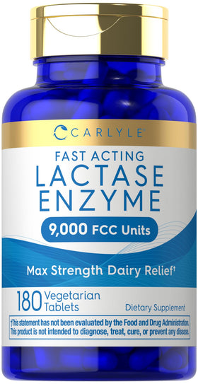 Carlyle Lactase Enzyme Tablets 9000 FCC 180 Pills front view