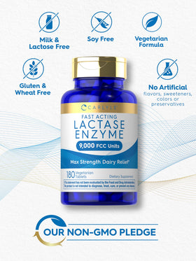 Carlyle Lactase Enzyme Tablets 9000 FCC close-up of tablets