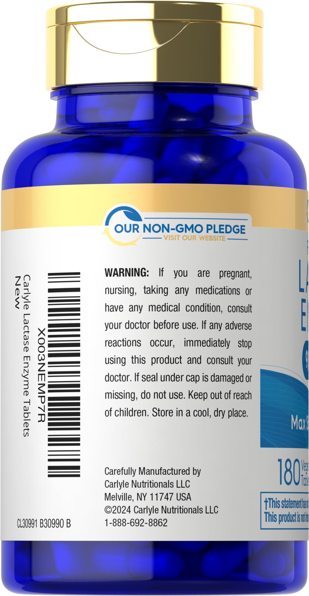 Carlyle Lactase Enzyme Tablets 9000 FCC packaging