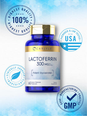 Carlyle Lactoferrine 300mg, capsules sur une surface claire