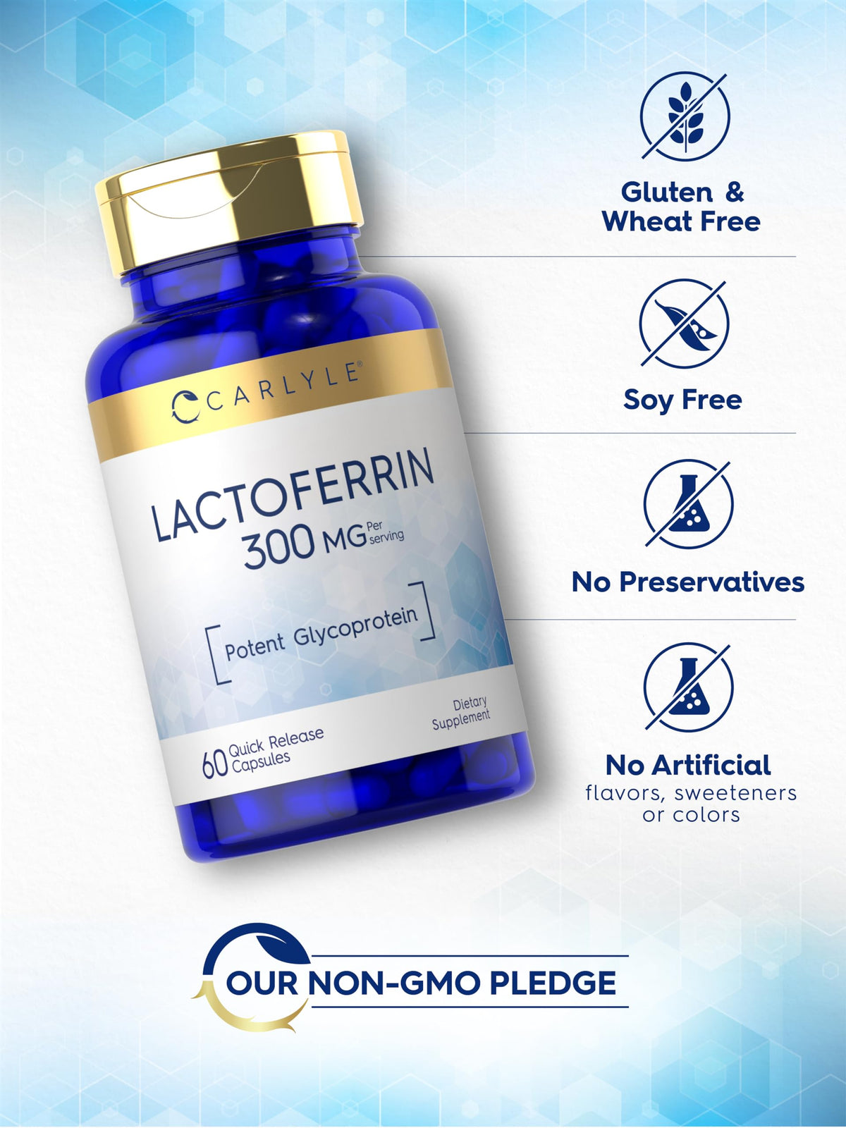 Carlyle Lactoferrine 300mg, vue arrière de l'emballage