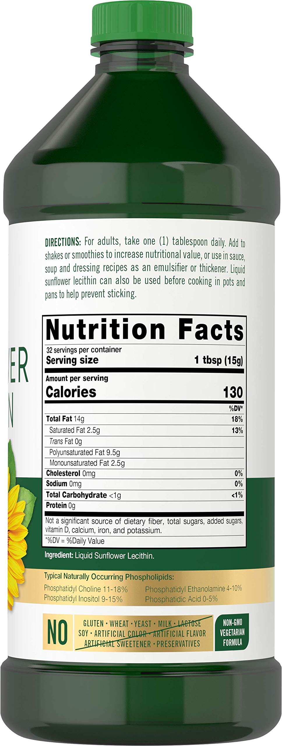 Carlyle Lécithine de Tournesol Liquide 16 fl oz étiquette et ingrédients