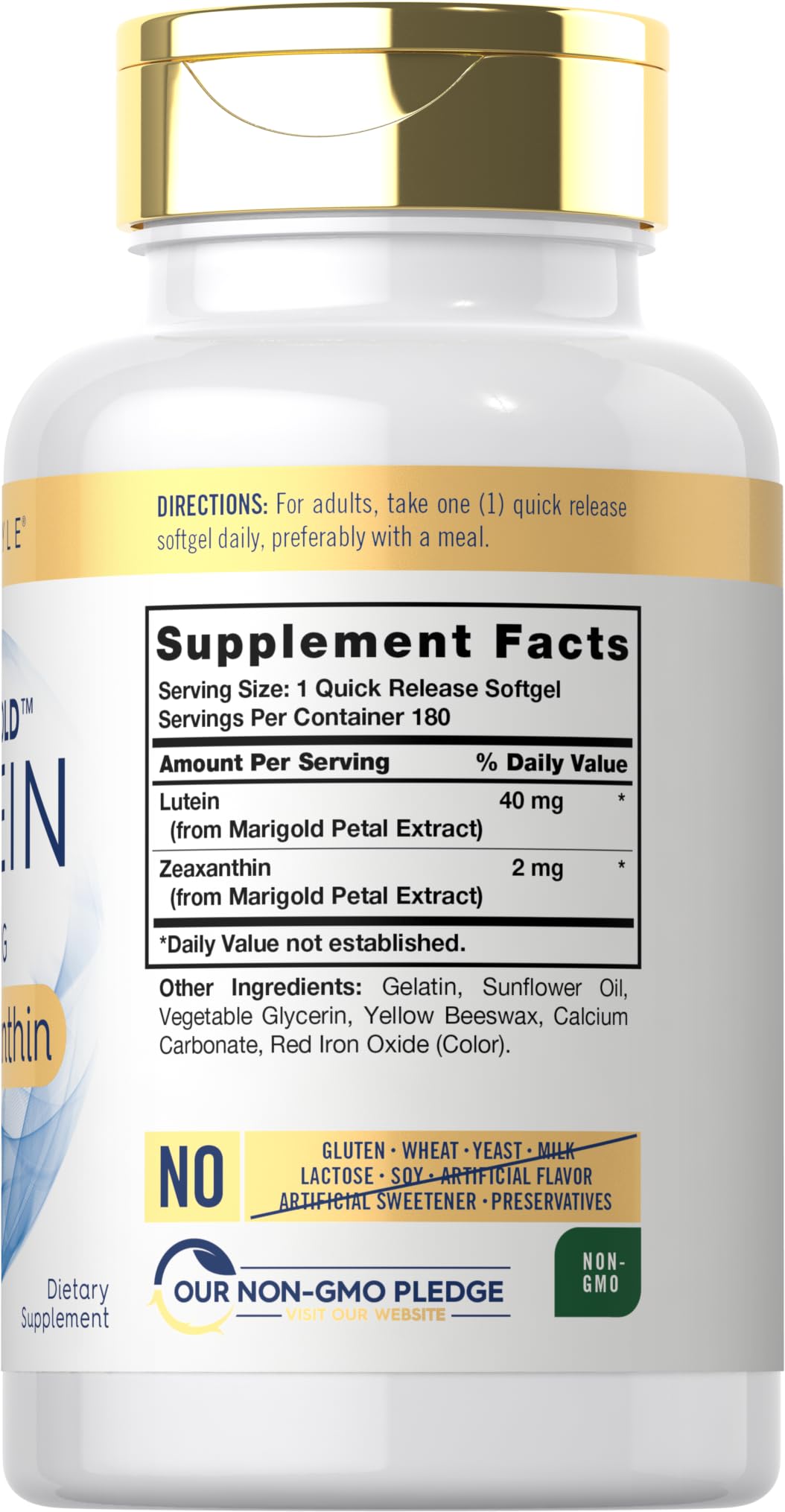Carlyle Luteine et Zéaxanthine 40mg 180 gélules présentation du flacon