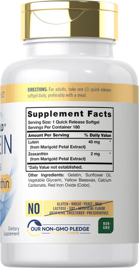 Carlyle Luteine et Zéaxanthine 40mg 180 gélules présentation du flacon