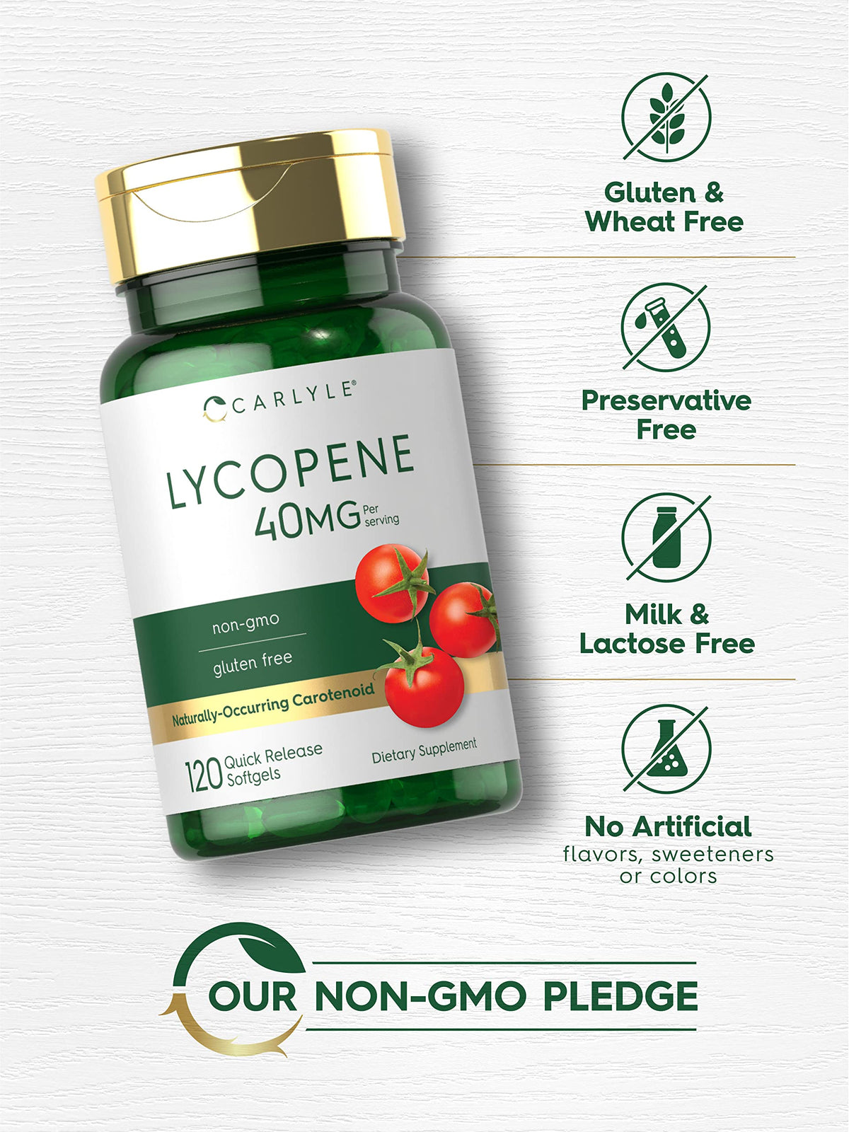 Carlyle Lycopène 40mg, gélules molles sur fond blanc