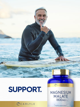 Carlyle Magnésium Malate 1800mg, comprimés enrobés dans un environnement naturel