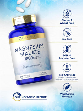 Carlyle Magnésium Malate 1800mg, comprimés enrobés sur une table