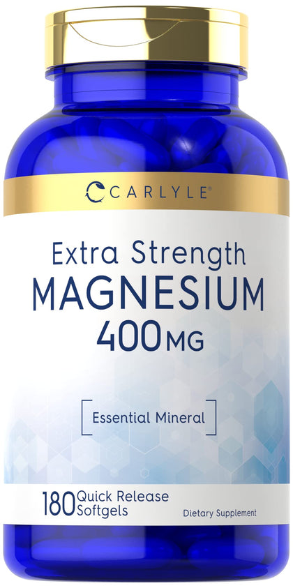 Carlyle Magnésium Oxyde 400mg 180 gélules molles devant