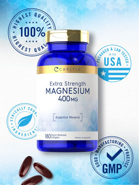 Carlyle Magnésium Oxyde 400mg gélules molles avec un verre d'eau