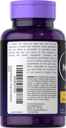 Carlyle Melatonin 10mg capsules close-up
