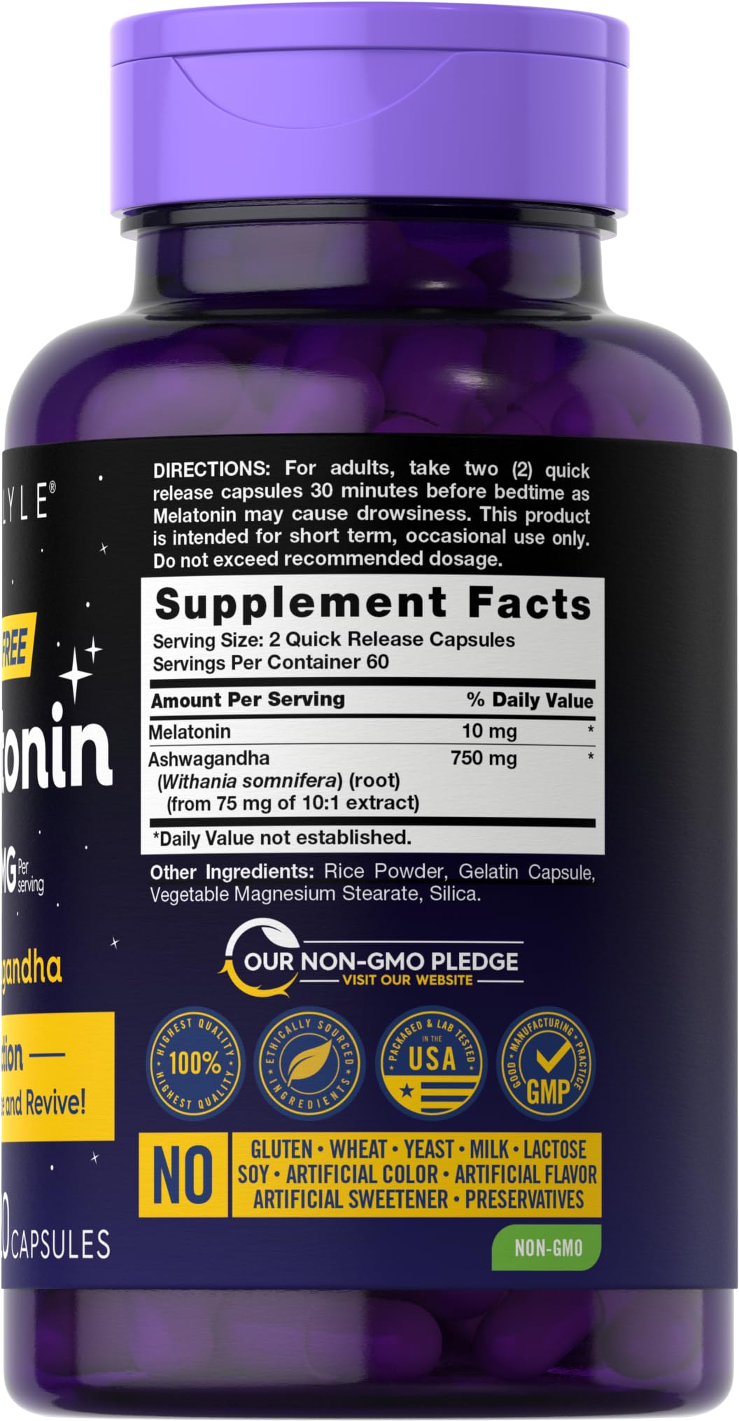 Carlyle Melatonin 10mg packaging side view