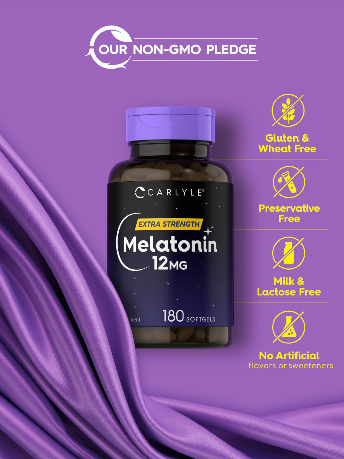 Carlyle Melatonin 12 mg capsules avec étiquette visible