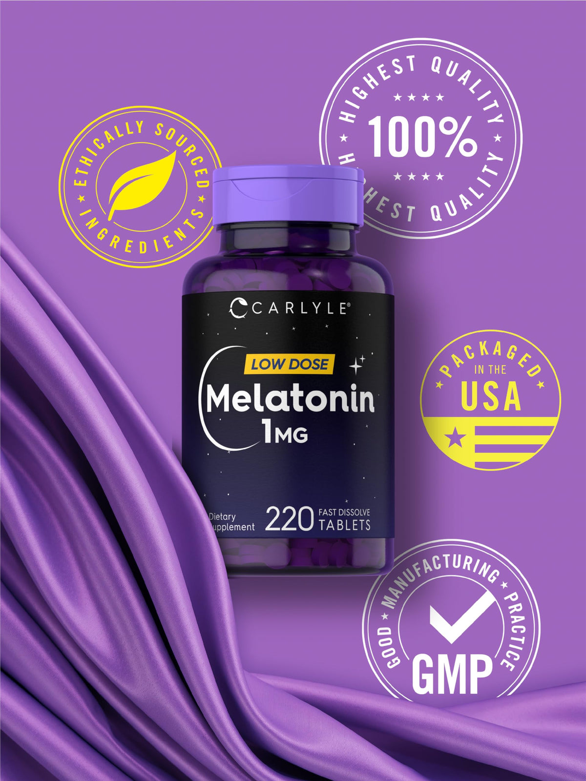 Carlyle Mélatonine 1 mg avec fruits de baies en arrière-plan