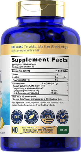 Carlyle Mini Fish Oil Softgels 2010 mg ouvert avec gélules