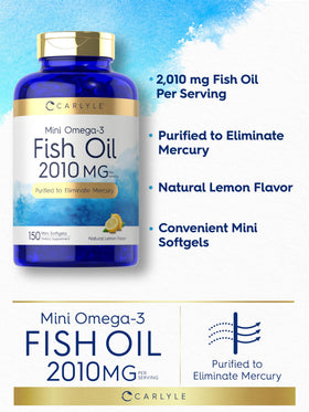 Carlyle Mini Fish Oil Softgels gélules contre un fond blanc