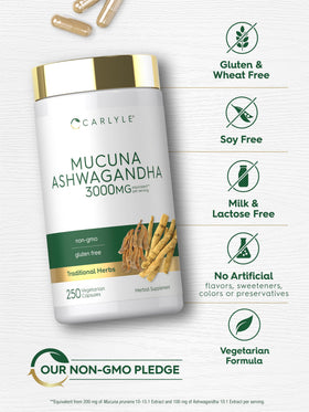 Carlyle Mucuna Pruriens 250 capsules avec étiquette