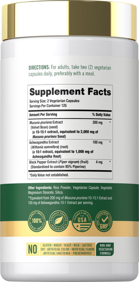 Carlyle Mucuna Pruriens 250 capsules contenant des herbes