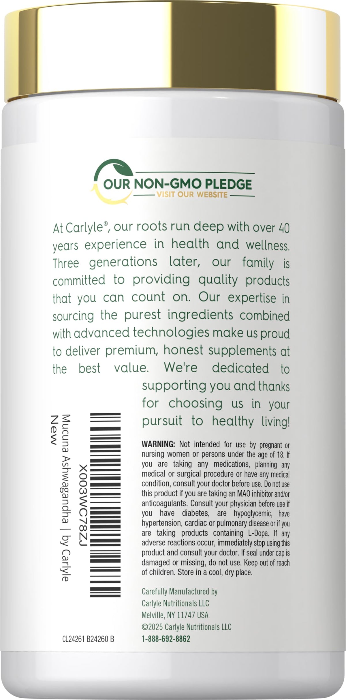 Carlyle Mucuna Pruriens avec Ashwagandha et Poivre Noir