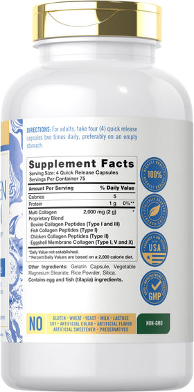 Carlyle Multi Collagène 2000mg 300 capsules vue arrière