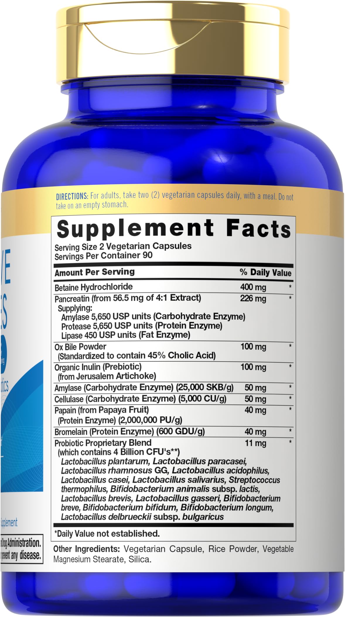 Carlyle Multi-Enzymes 180 capsules avec étiquette claire