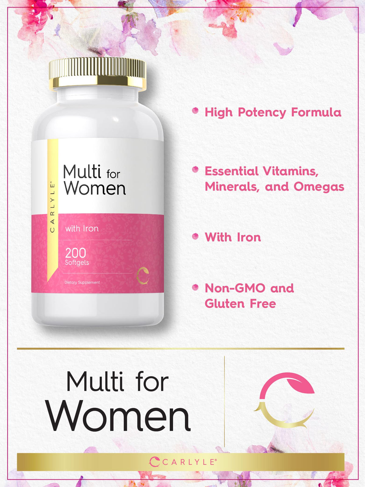 Carlyle Multivitamines Femmes, gélules molles à l'intérieur du flacon